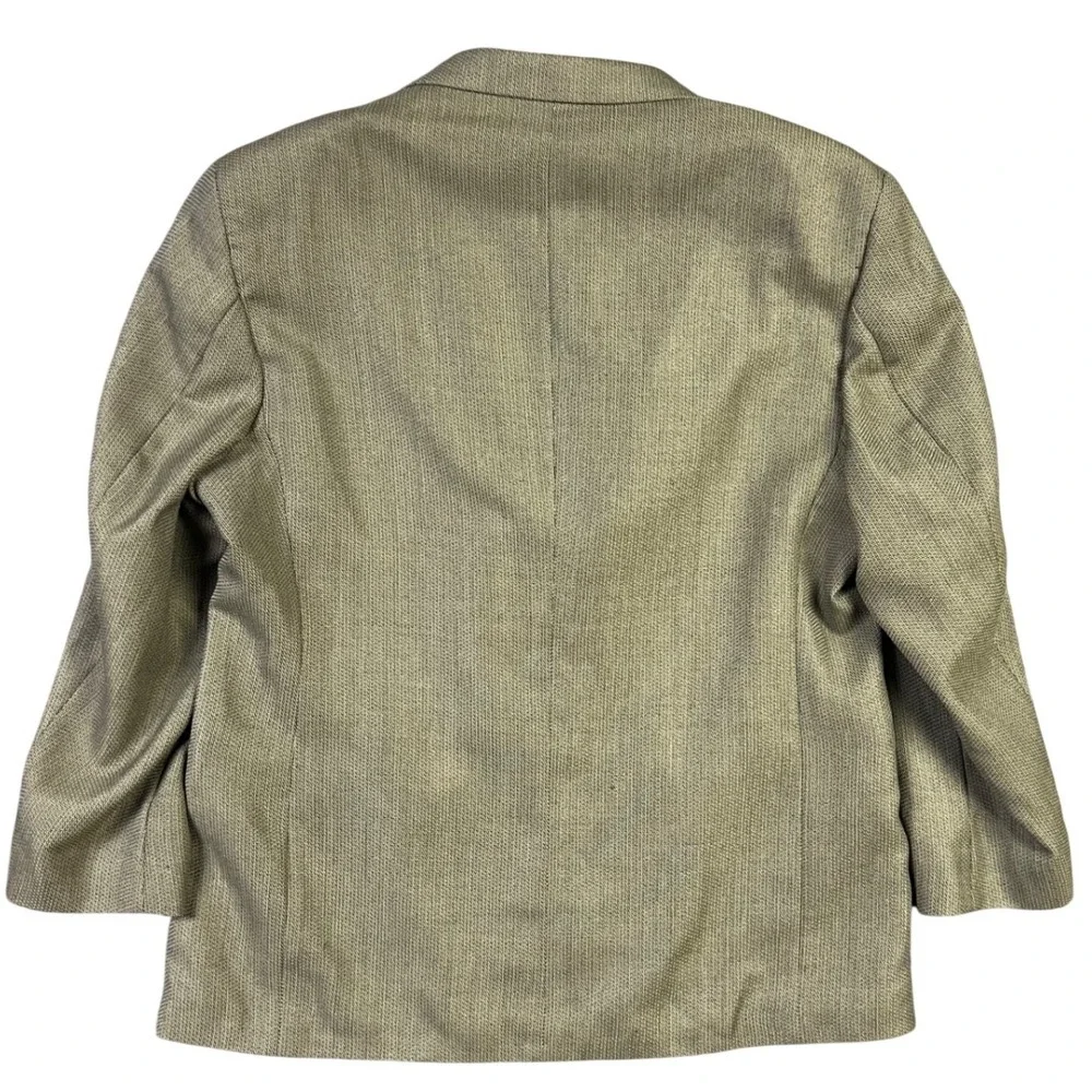 Haggar Collections Blazer 46R Olive Green Wool Sport Coat Textured 2-Button